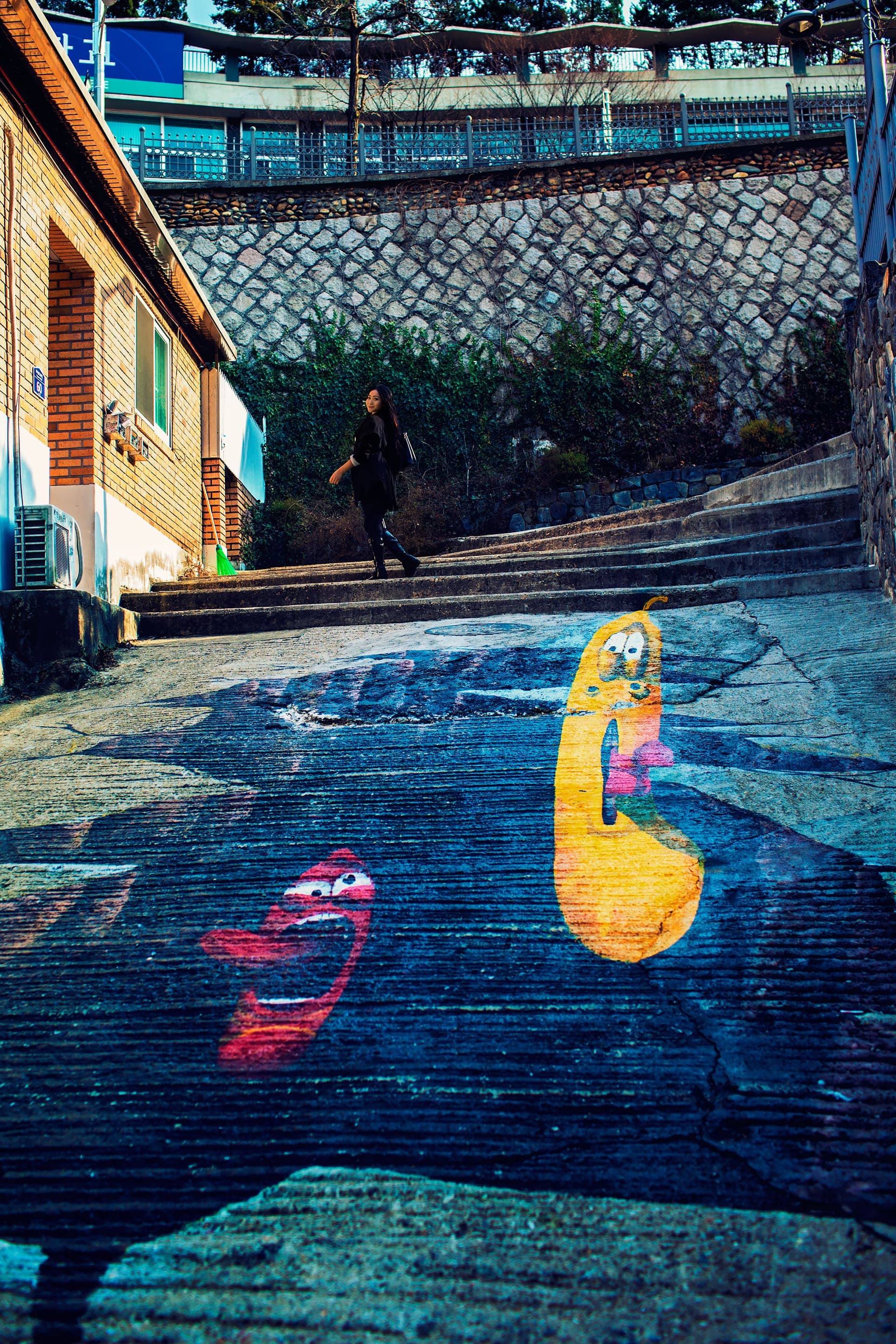 Street art near N Seoul tower in Seoul South Korea